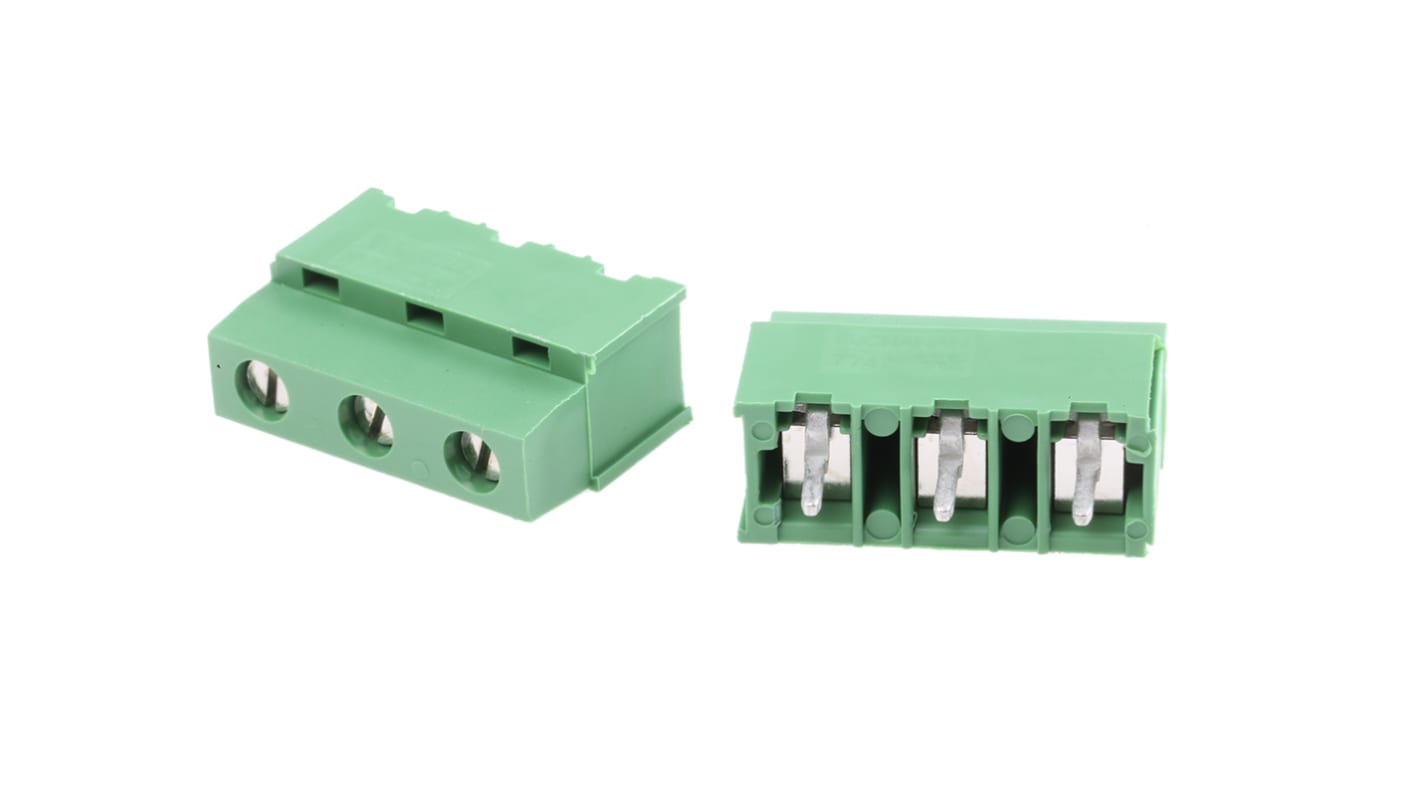 TE Connectivity Buchanan Series PCB Terminal Block, 3-Contact, 7.5mm Pitch, Through Hole Mount, 1-Row, Screw Termination