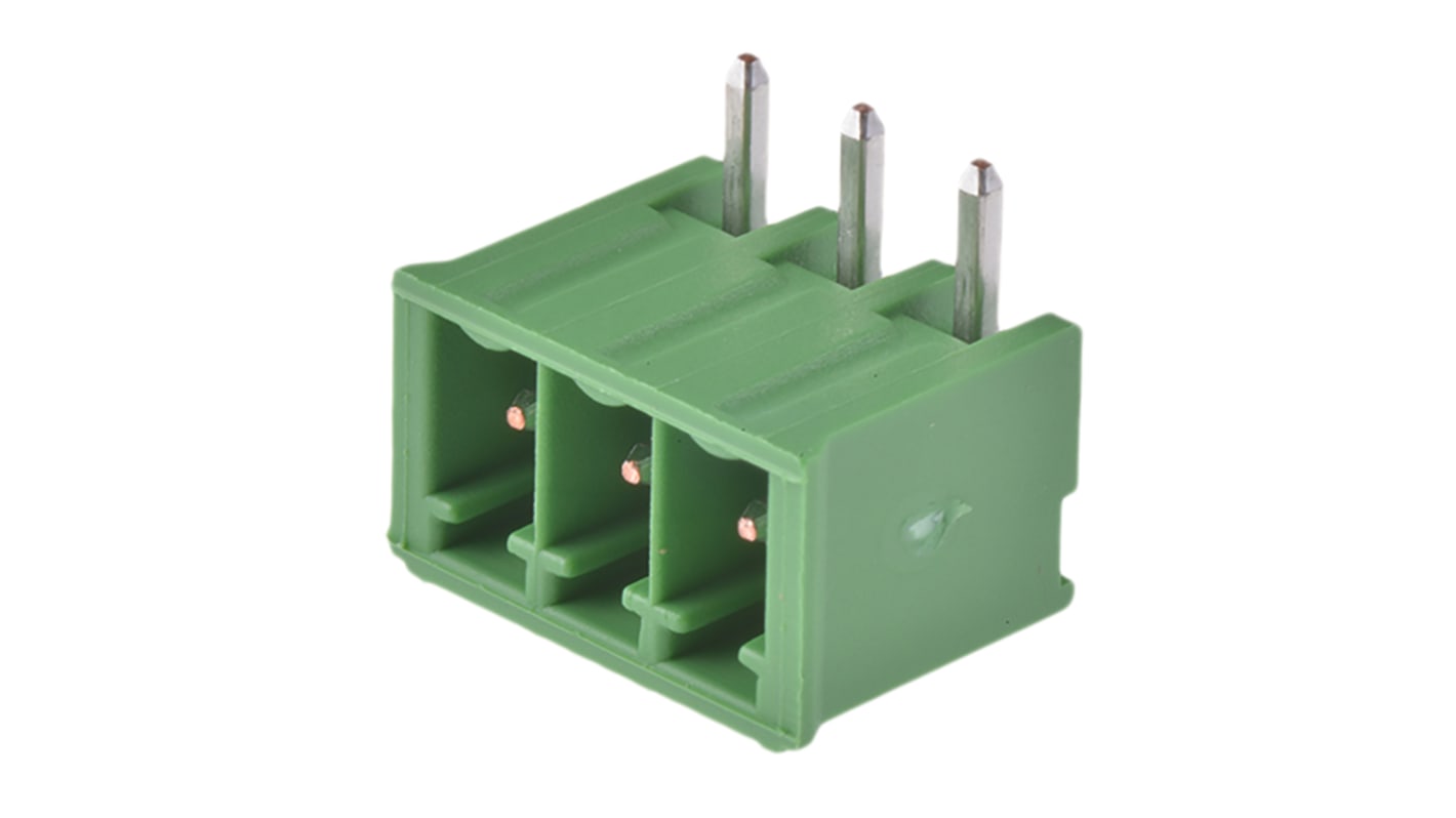 TE Connectivity Buchanan Steckbarer Klemmenblock Header 3-Kontakte 3.5mm-Raster gewinkelt