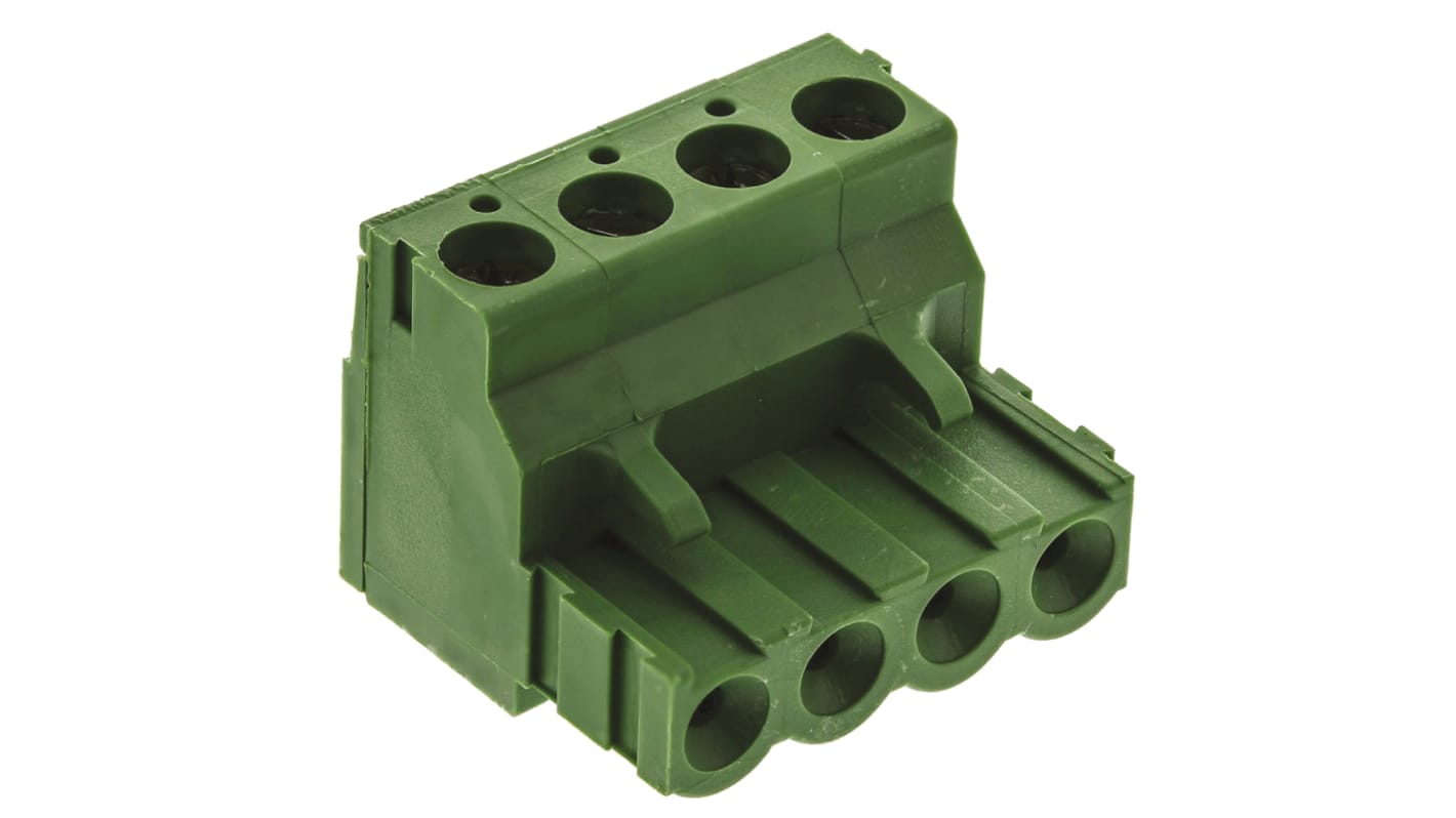 TE Connectivity, 5.08mm Pitch, Buchanan, 4 Way, Right Angle, Pluggable Terminal Block, Plug, Cable Mount, Screw