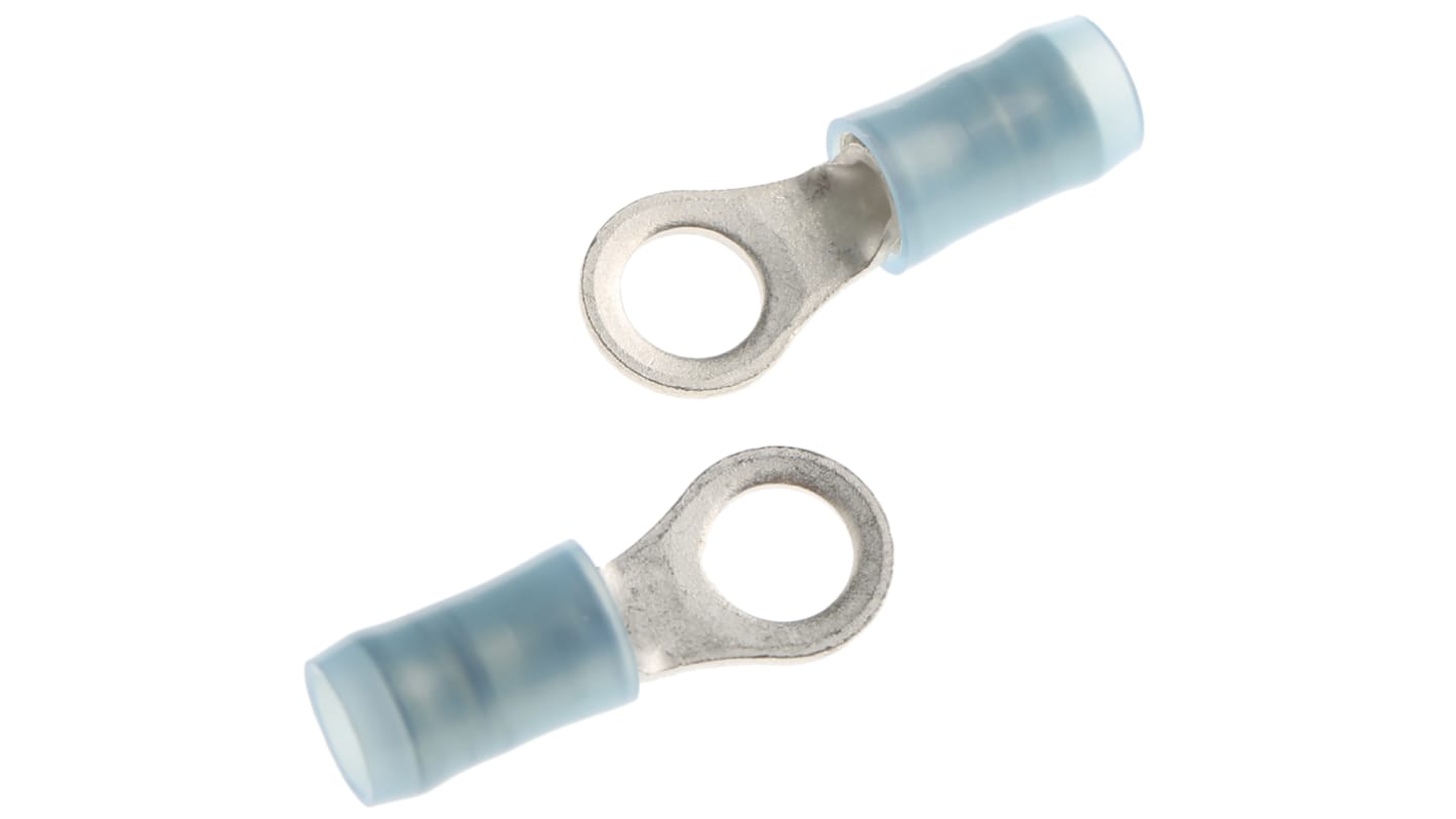 TE Connectivity, PIDG Insulated Ring Terminal, M5 Stud Size, 1mm² to 2.6mm² Wire Size, Blue