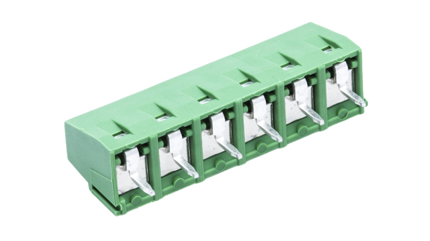 Morsettiera per circuito stampato TE Connectivity Maschio a 6 vie, 1 fila, passo 5.08mm, Montaggio con foro passante