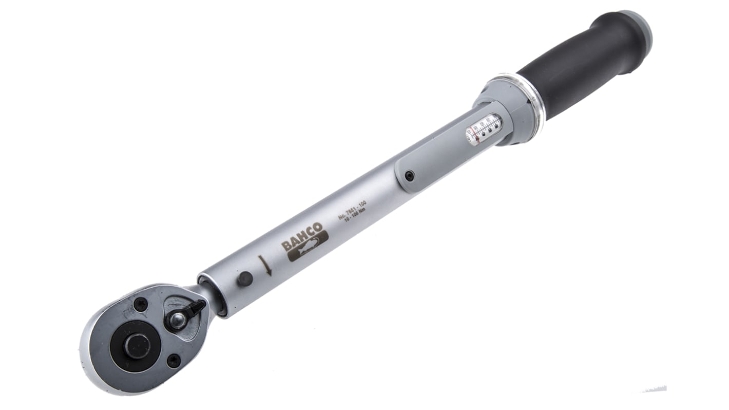 Llave dinamométrica de disparo Bahco de 10 → 100Nm, long. 415 mm, accionador Cuadrado de 1/2 plg 10→ 100