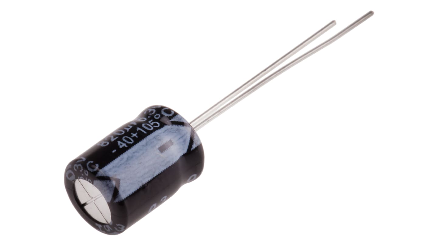 RS PRO 820μF Aluminium Electrolytic Capacitor 6.3V dc, Radial, Through Hole
