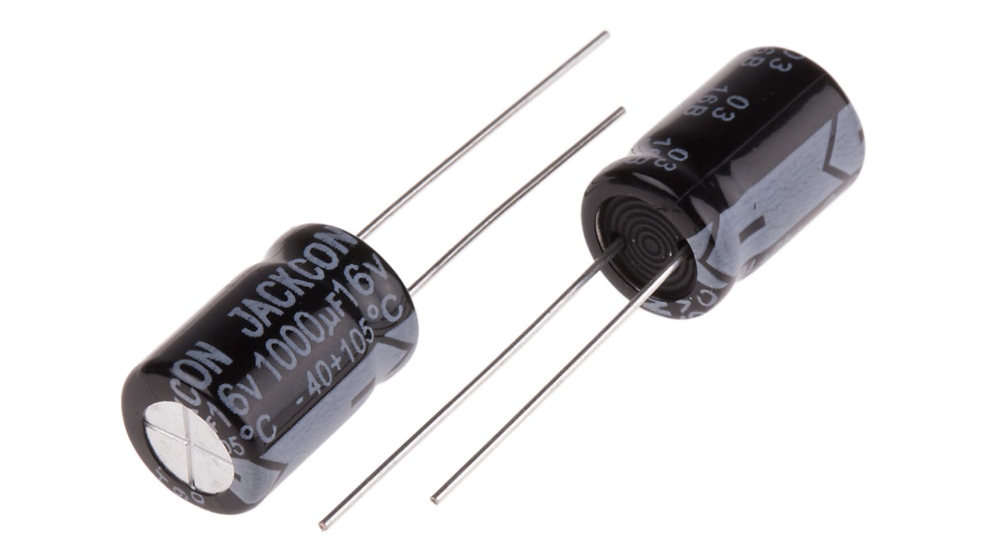 RS PRO 1000μF Aluminium Electrolytic Capacitor 16V dc, Radial, Through Hole