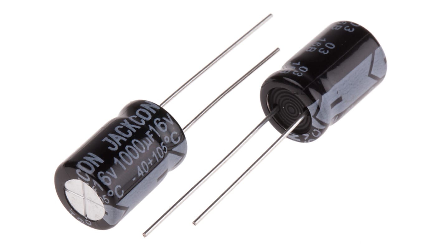 RS PRO, THT Aluminium-Elektrolyt Kondensator 1000μF ±20% / 16V dc, Ø 10mm x 15mm x 15mm, bis 105°C