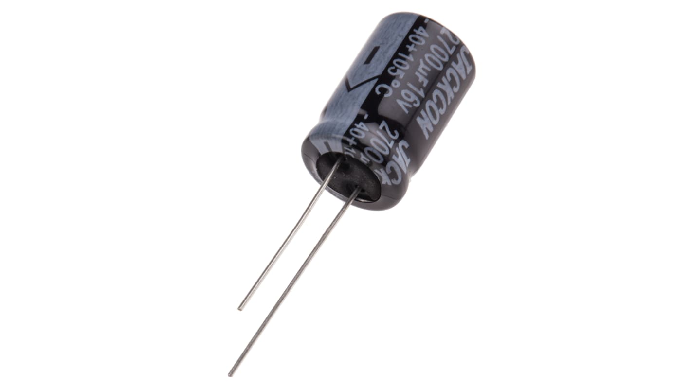 Condensador electrolítico RS PRO, 2700μF, ±20%, 16V dc, Radial, Orificio pasante, 13 (Dia.) x 21mm, paso 5mm