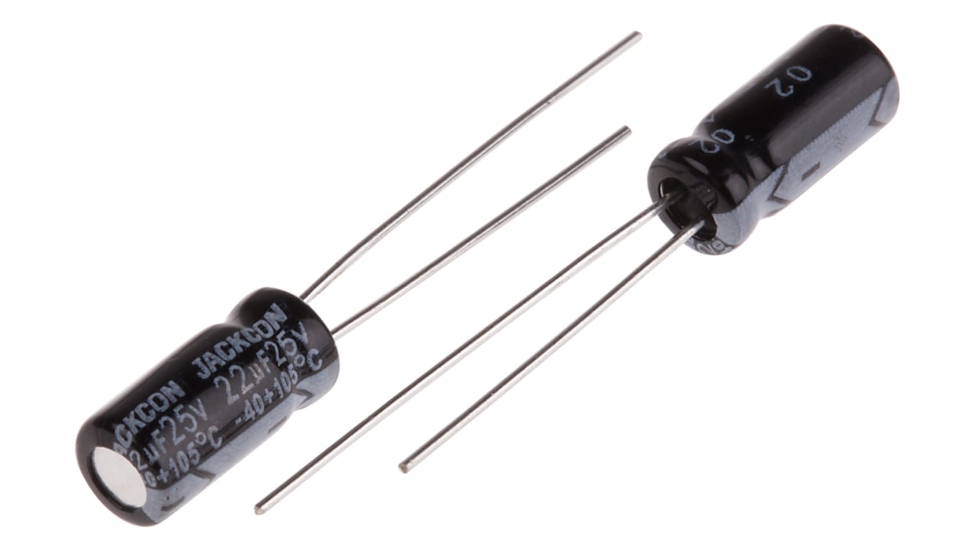 RS PRO 22μF Aluminium Electrolytic Capacitor 25V dc, Radial, Through Hole