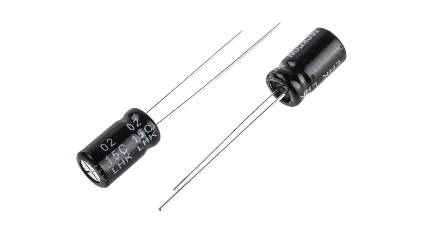 RS PRO 100μF Aluminium Electrolytic Capacitor 25V dc, Radial, Through Hole