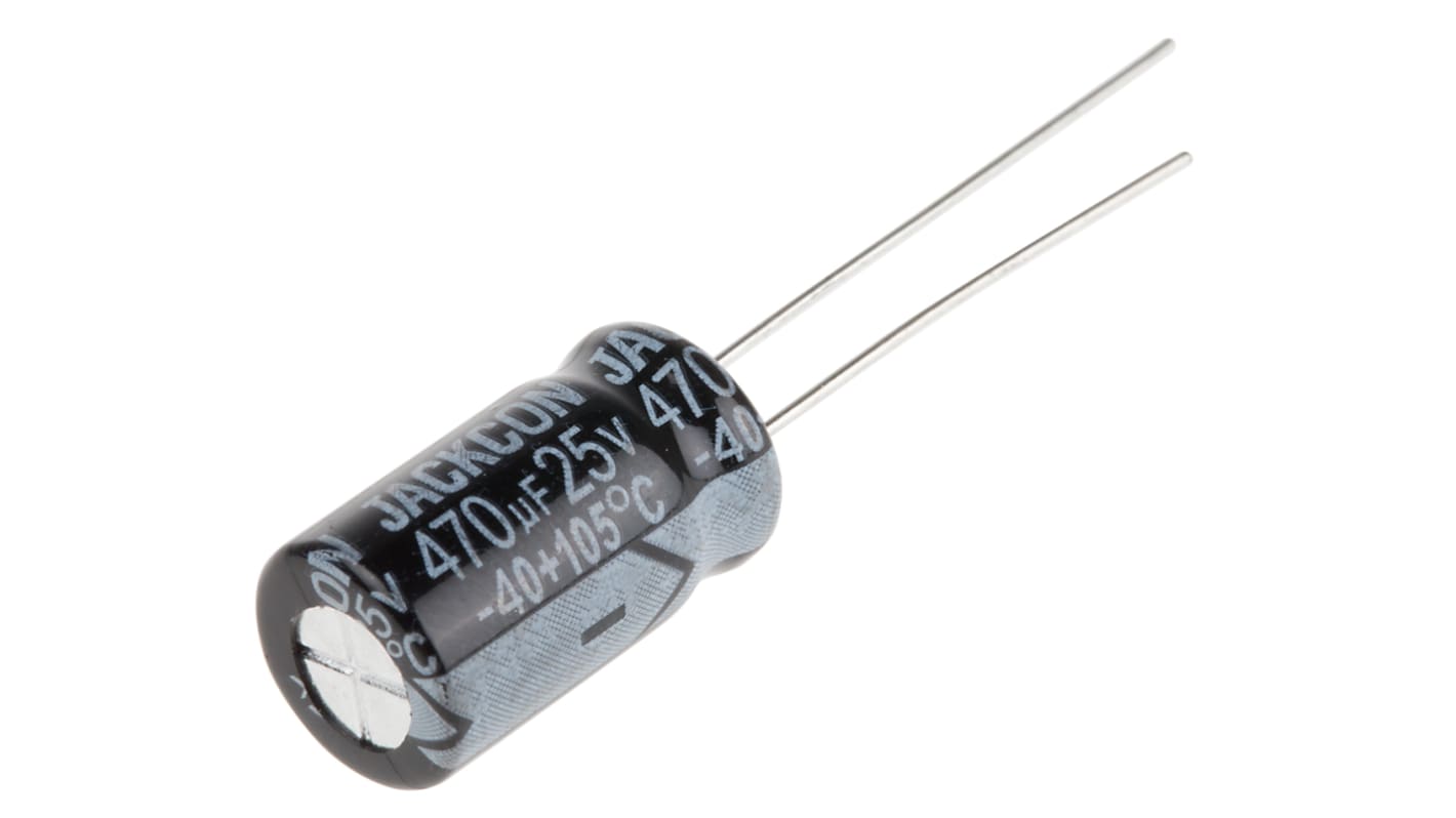 RS PRO 直插铝电解电容, 470μF, 25V 直流, 8 (Dia.) x 14mm, 最高105°C