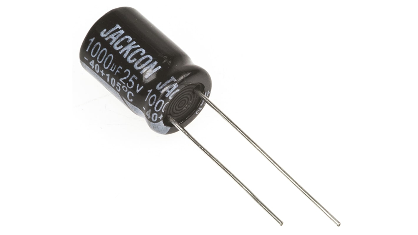 RS PRO, THT Aluminium-Elektrolyt Kondensator 1000μF ±20% / 25V dc, Ø 10mm x 15mm x 15mm, bis 105°C