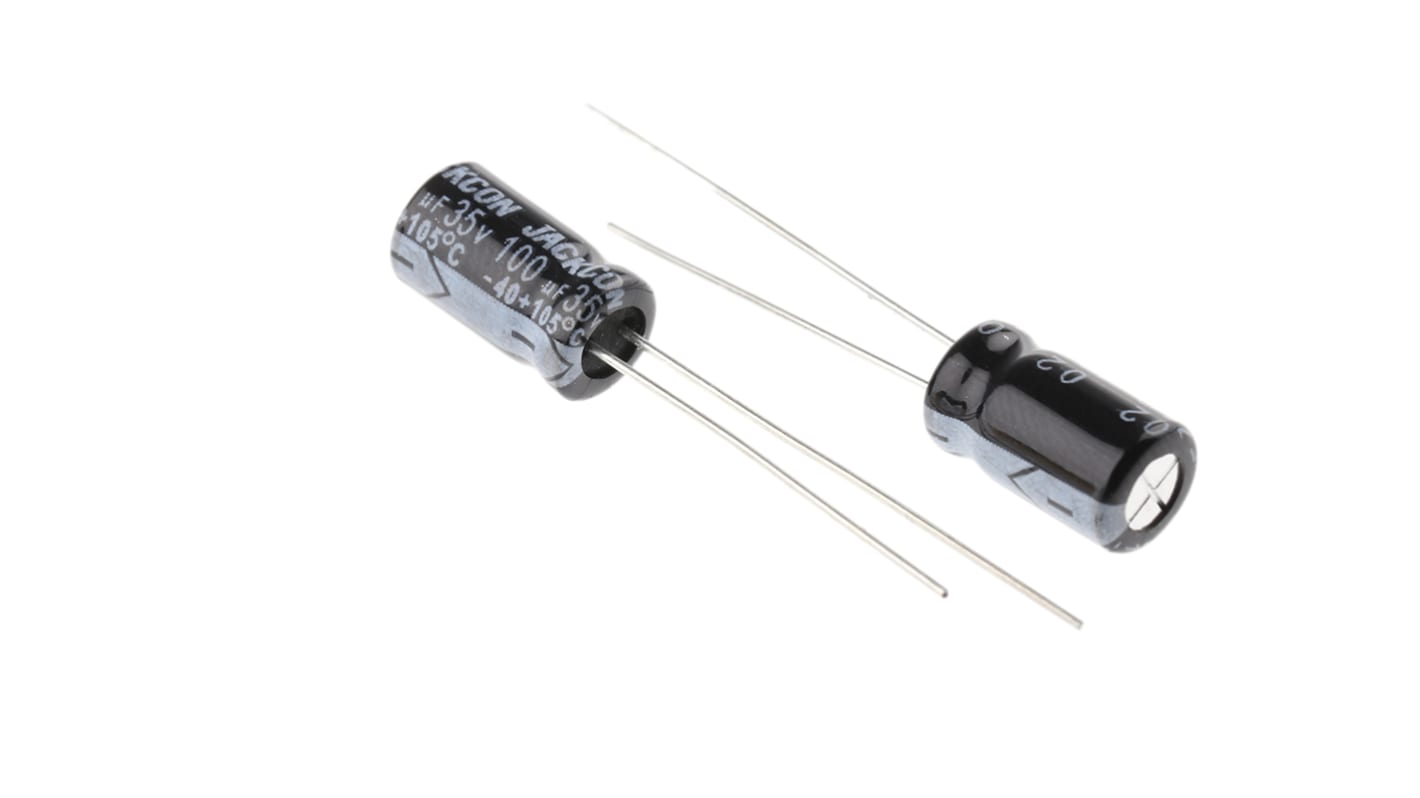 RS PRO 100μF Aluminium Electrolytic Capacitor 35V dc, Radial, Through Hole