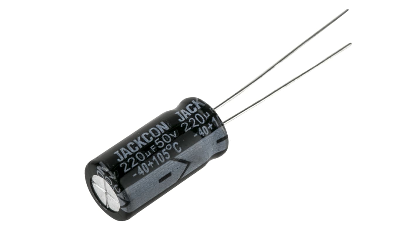 Condensador electrolítico RS PRO, 220μF, ±20%, 50V dc, Radial, Orificio pasante, 8 (Dia.) x 16mm, paso 3.5mm