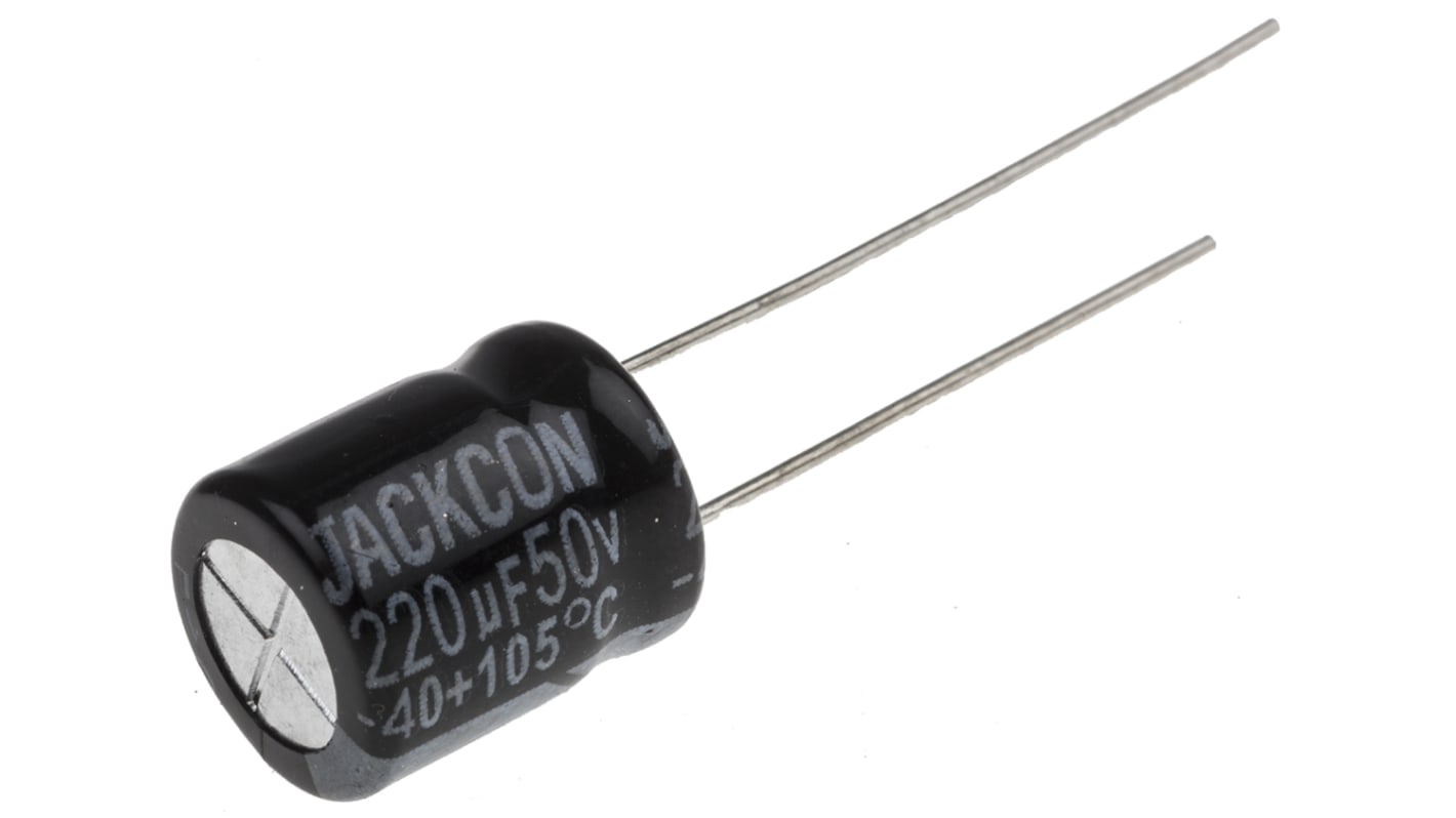 RS PRO 220μF Aluminium Electrolytic Capacitor 50V dc, Radial, Through Hole