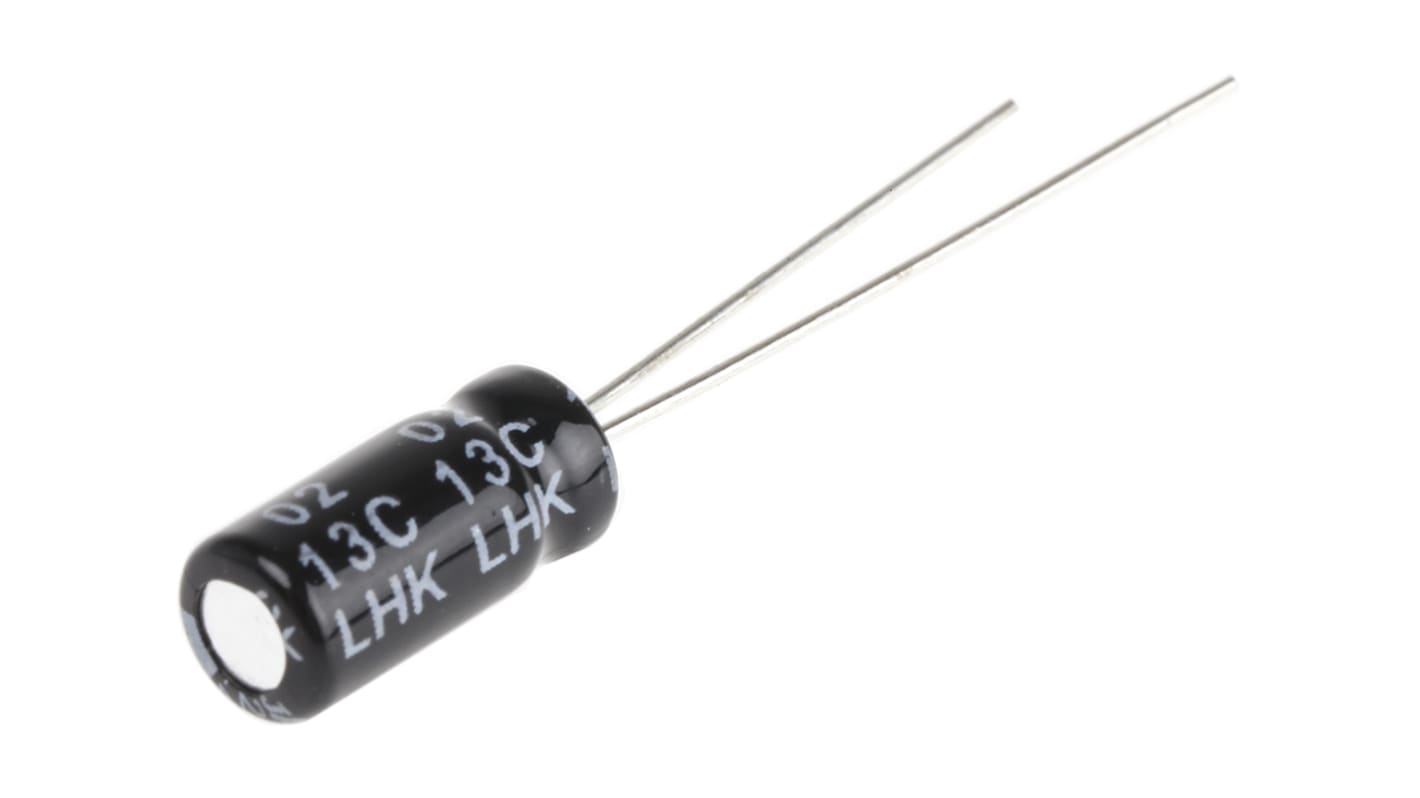 RS PRO 22μF Aluminium Electrolytic Capacitor 63V dc, Radial, Through Hole