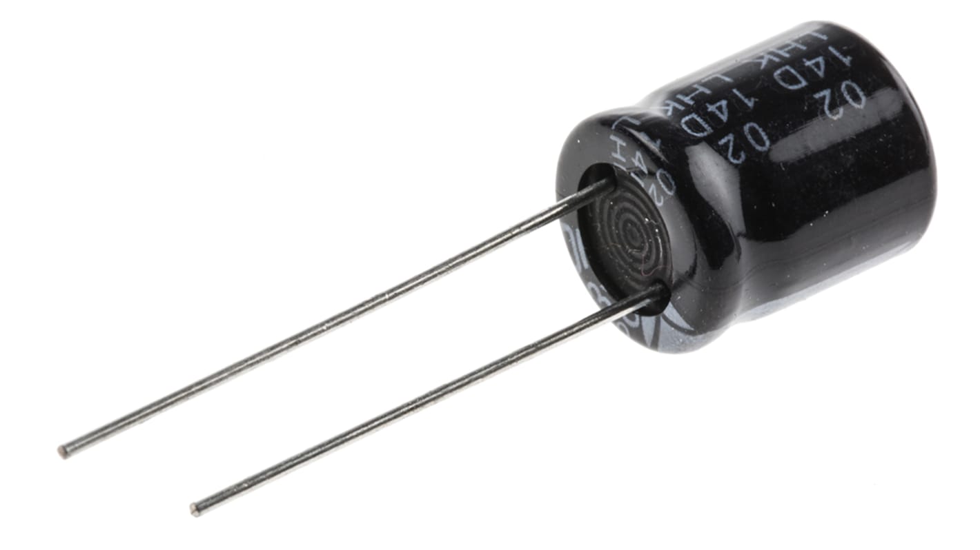 RS PRO 100μF Aluminium Electrolytic Capacitor 63V dc, Radial, Through Hole
