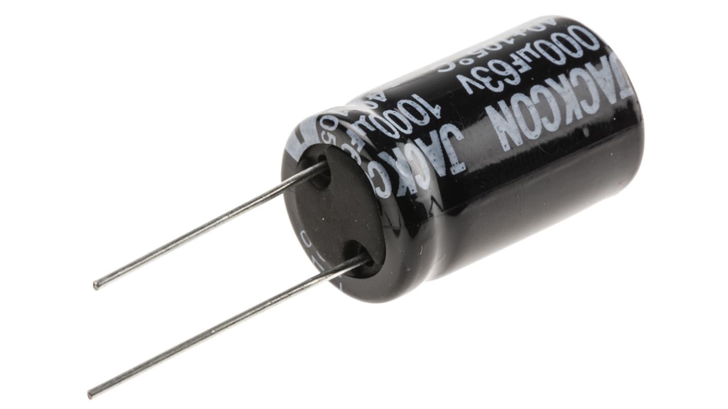 RS PRO 1000μF Aluminium Electrolytic Capacitor 63V dc, Radial, Through Hole