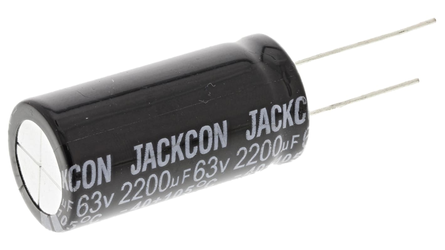 RS PRO 2200μF Aluminium Electrolytic Capacitor 63V dc, Radial, Through Hole