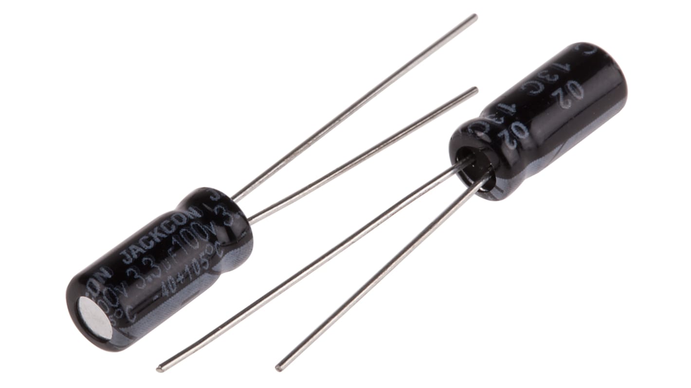 RS PRO 3.3μF Aluminium Electrolytic Capacitor 100V dc, Radial, Through Hole