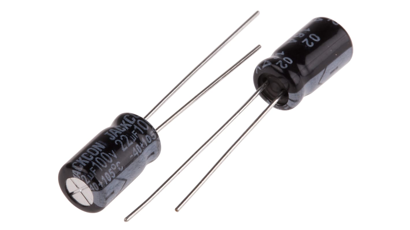 RS PRO 22μF Aluminium Electrolytic Capacitor 100V dc, Radial, Through Hole