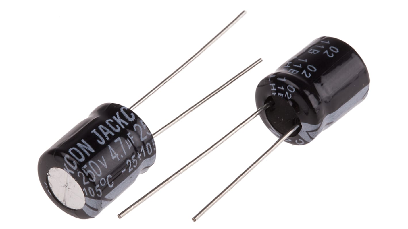 RS PRO 4.7μF Aluminium Electrolytic Capacitor 250V dc, Radial, Through Hole