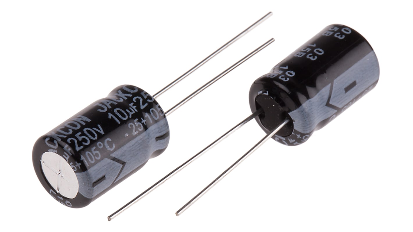 RS PRO 10μF Aluminium Electrolytic Capacitor 250V dc, Radial, Through Hole