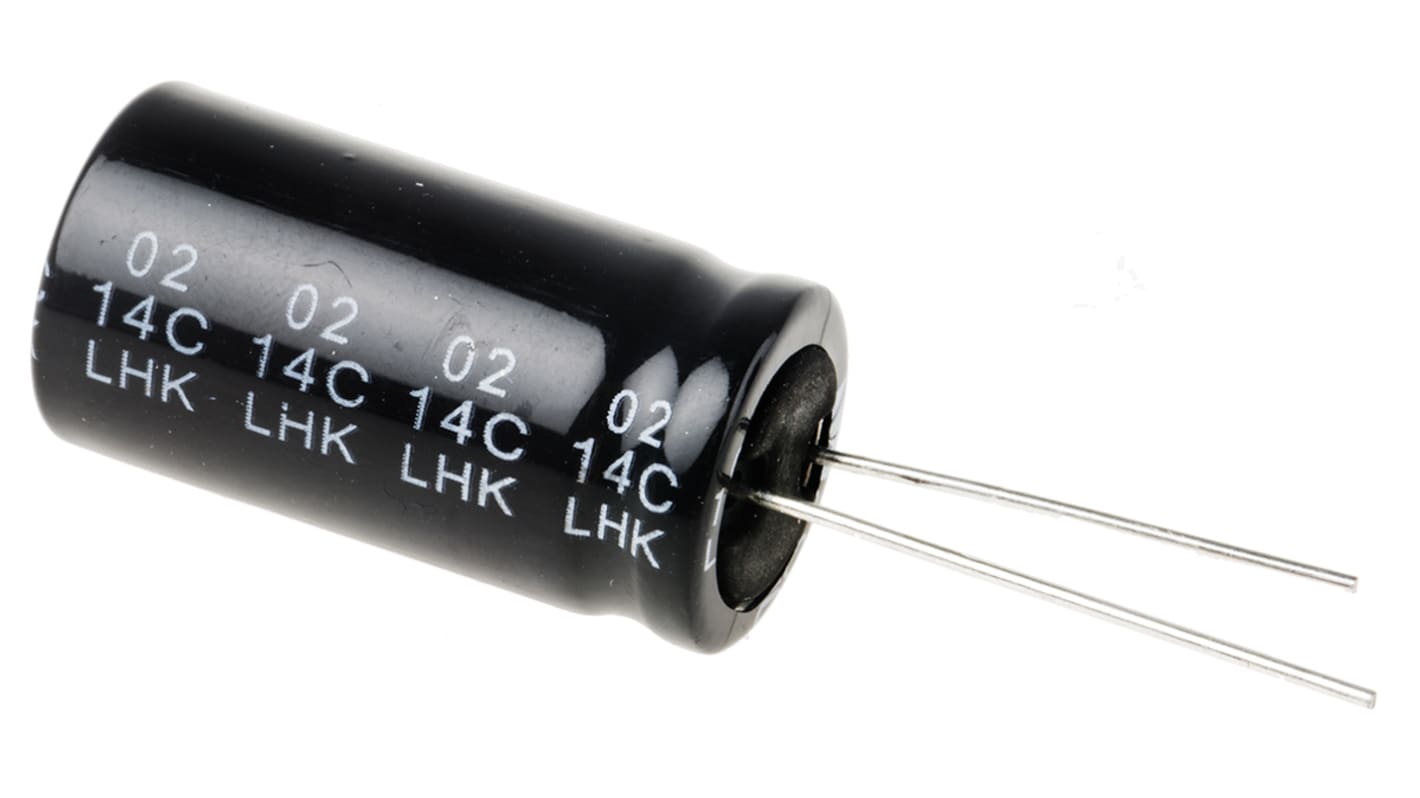 RS PRO 100μF Aluminium Electrolytic Capacitor 250V dc, Radial, Through Hole