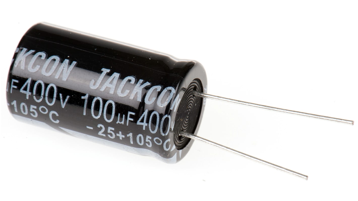 RS PRO 100μF Aluminium Electrolytic Capacitor 400V dc, Radial, Through Hole