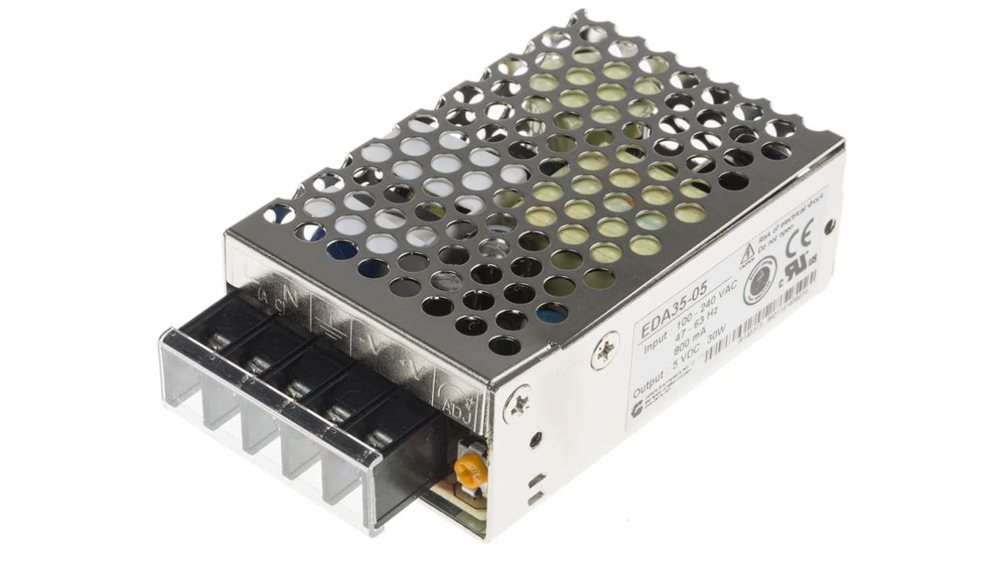 RS PRO Embedded Switch Mode Power Supply SMPS, 5V dc, 6A, 30W, 1 Output, 88 → 264V ac Input Voltage