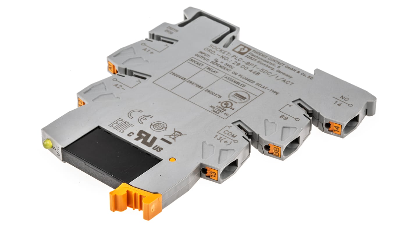 Phoenix Contact PLC-OPT-5DC/24DC/2/ACT Series Solid State Interface Relay, 6 V ac/dc Control, DIN Rail Mount