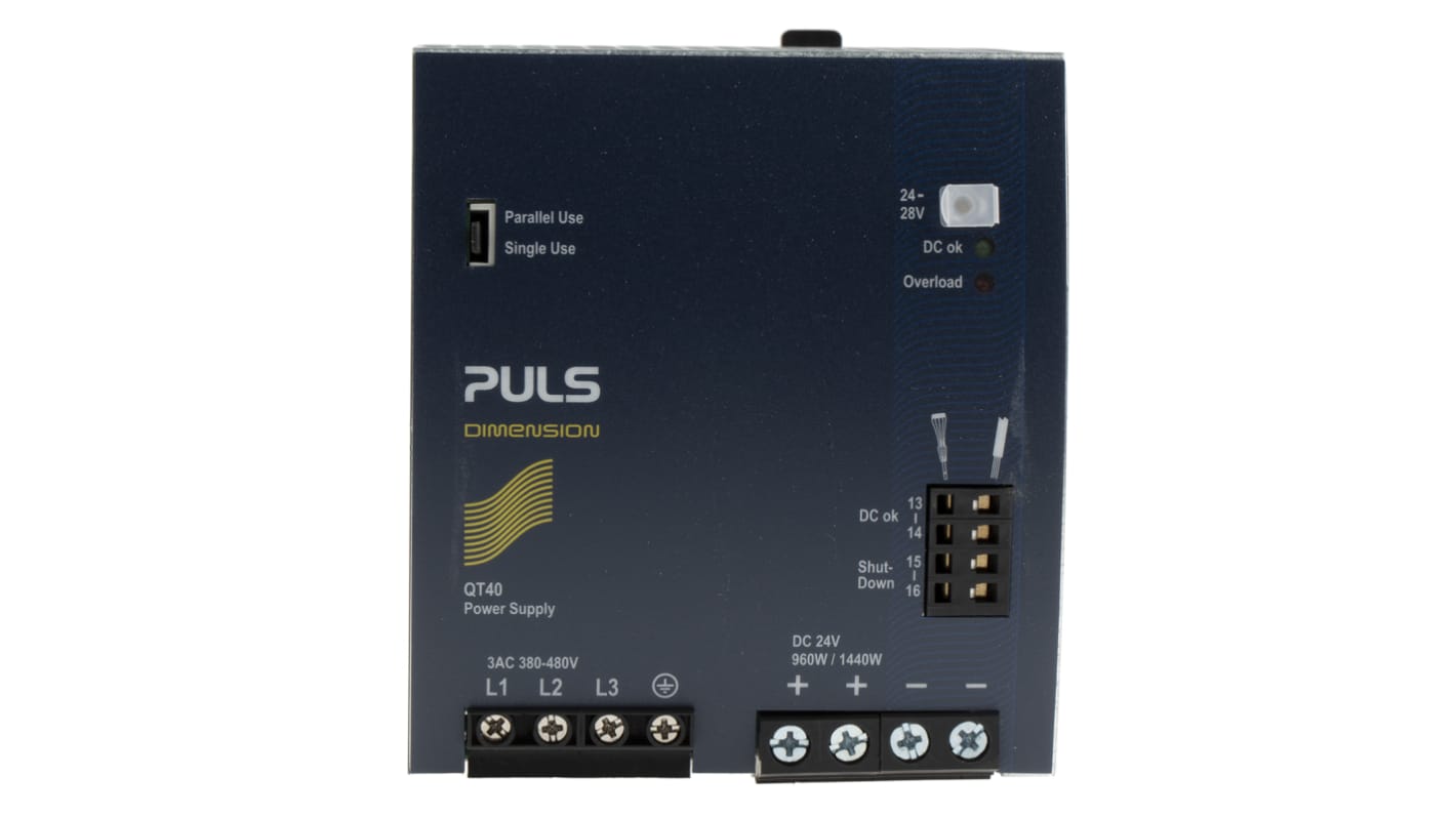 PULS DIMENSION Q DIN-Schienen Netzteil Getaktet 24V dc / 40A 960W 380 → 480V ac