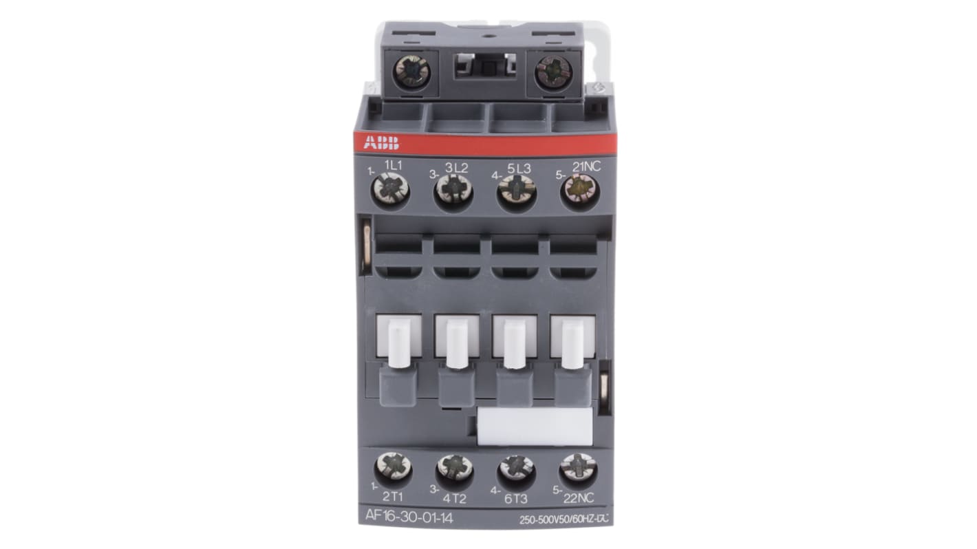 ABB AF16 AF Contactor, 250 → 500 V ac/dc Coil, 3-Pole, 10.5 A, 7.5 kW, 3NO, 690 V ac