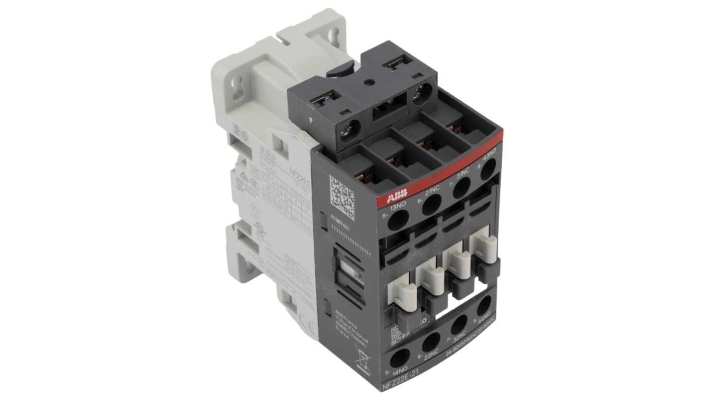 ABB AF Range NF Contactor Relay, 20 → 60 V dc, 24 → 60 V ac Coil, 4-Pole, 6 A, 2NO + 2NC, 690 V ac