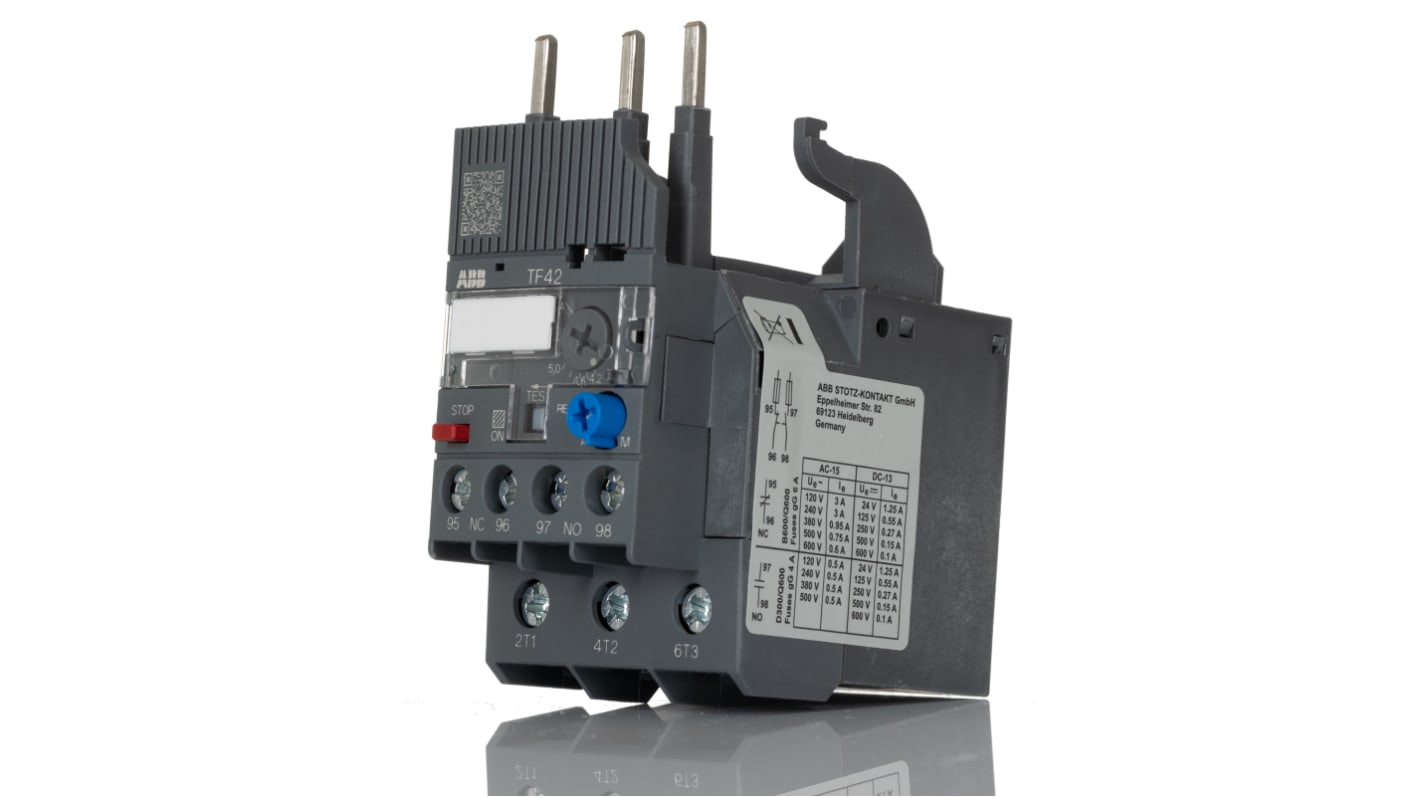 ABB TF42 Thermal Overload Relay 1NO + 1NC, 4.2 → 5.7 A F.L.C, 5.7 A Contact Rating, 2 W, 3P, AF Range