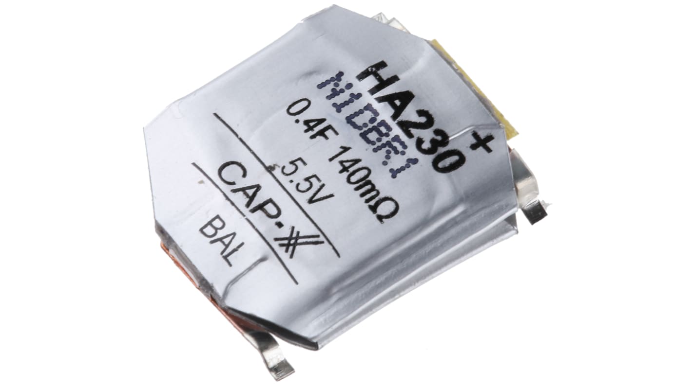 CAP-XX 0.4F Supercapacitor ±20% Tolerance, Supercap H 5.5V dc