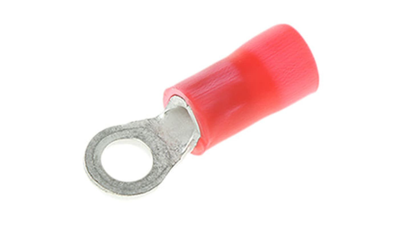 TE Connectivity, PLASTI-GRIP Insulated Ring Terminal, M3 Stud Size, 0.26mm² to 1mm² Wire Size, Red