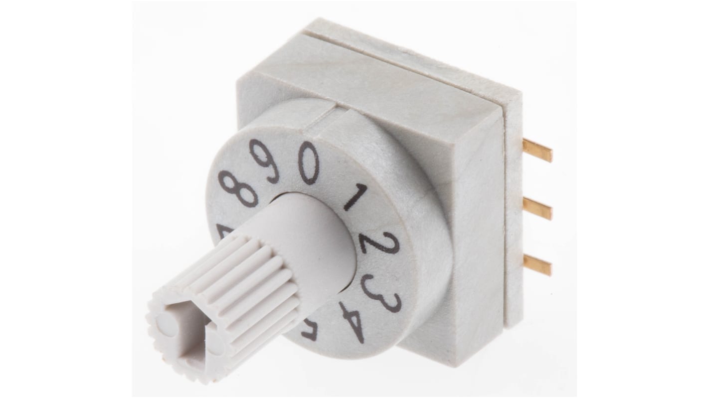 KNITTER-SWITCH, 10 Position, BCD Rotary Switch, 25 mA @ 24 V dc, Through Hole