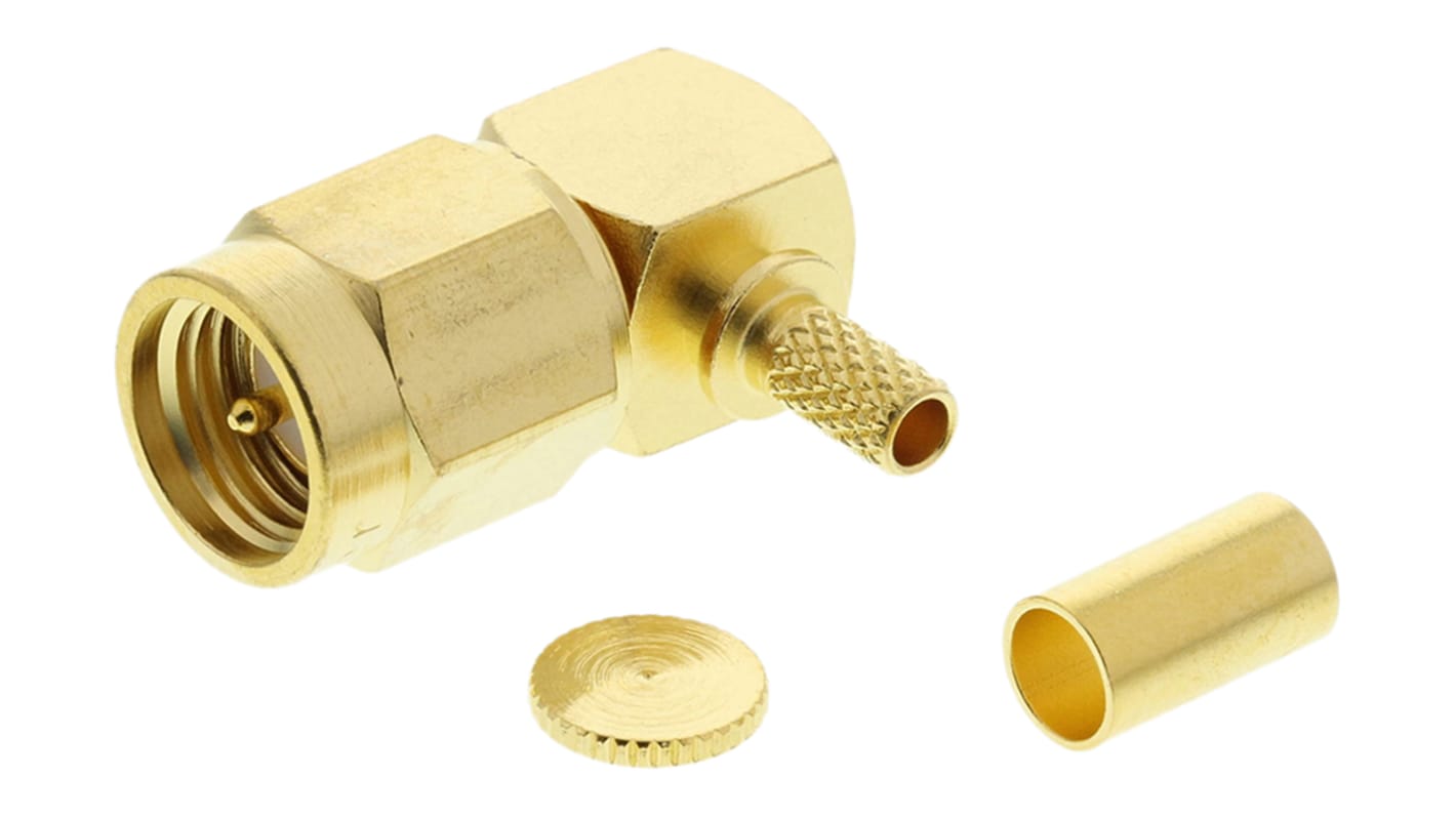 Telegartner, Plug Cable Mount SMA Connector, 50Ω, Crimp Termination, Right Angle Body