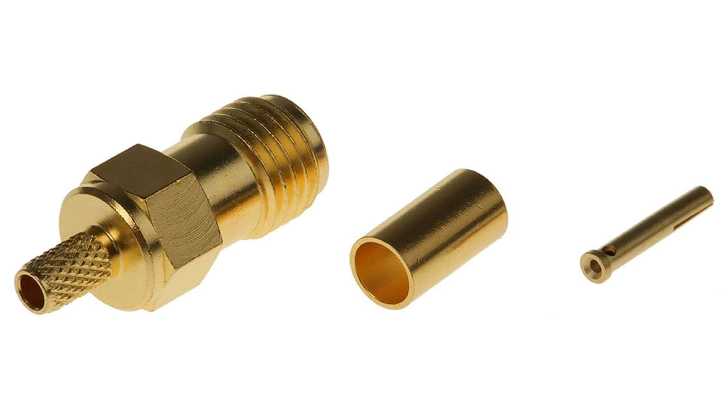 Telegartner, Jack Cable Mount SMA Connector, 50Ω, Crimp Termination, Straight Body