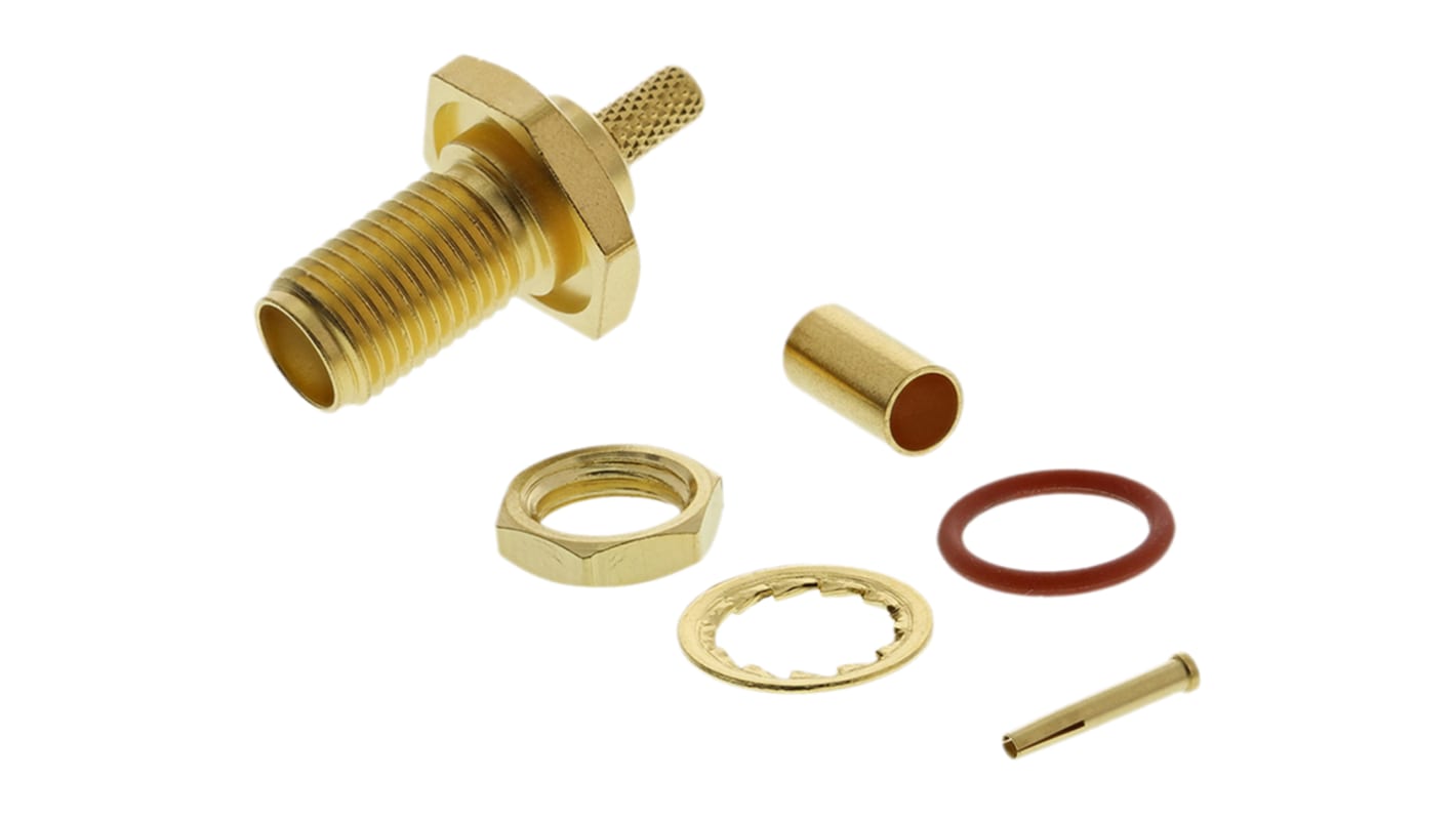 Telegartner, Jack Panel Mount SMA Connector, 50Ω, Crimp Termination, Straight Body