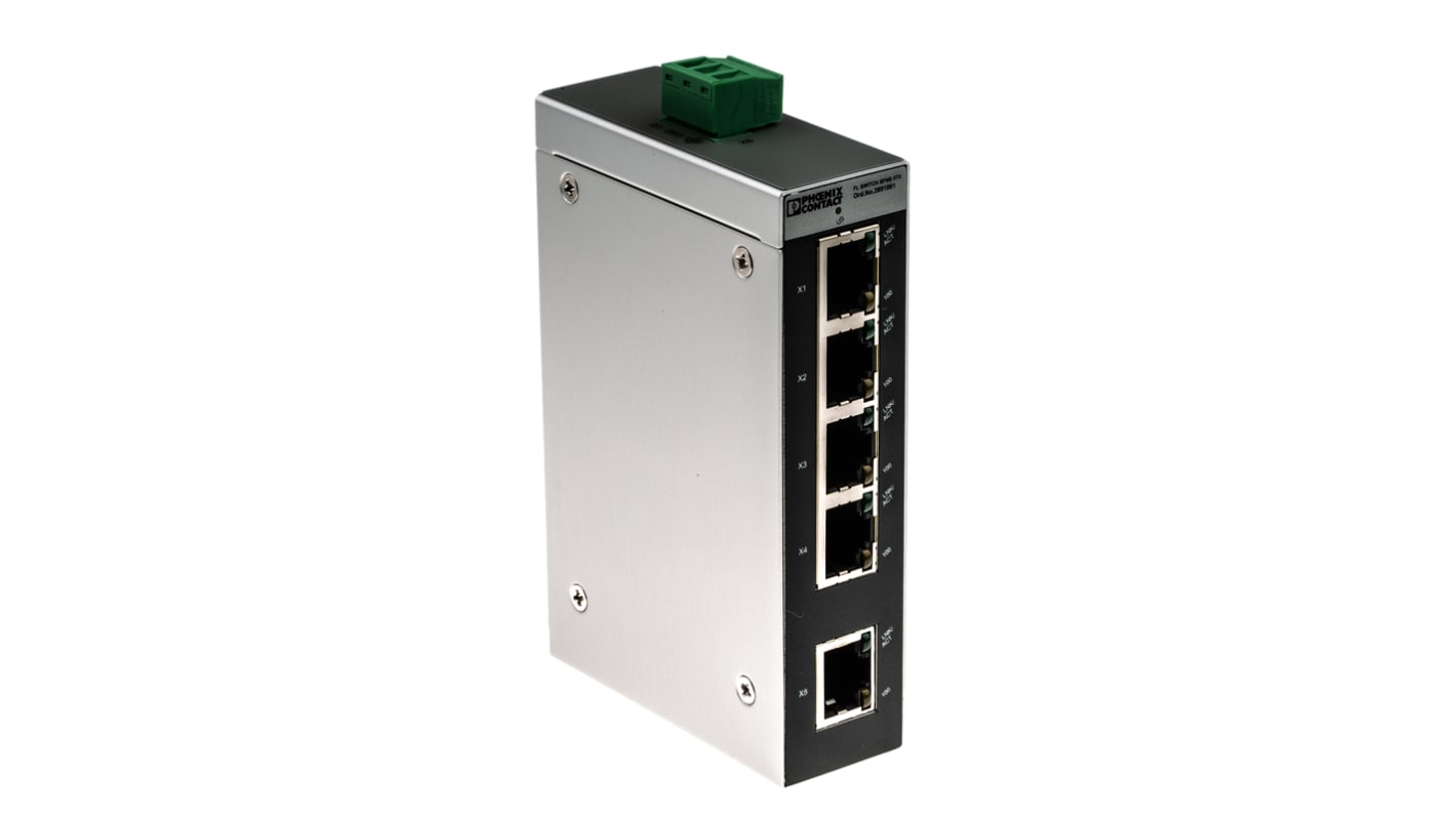 Phoenix Contact FL SWITCH SFNB 5TX Series DIN Rail Mount Unmanaged Ethernet Switch, 5 RJ45 Ports, 100Mbit/s