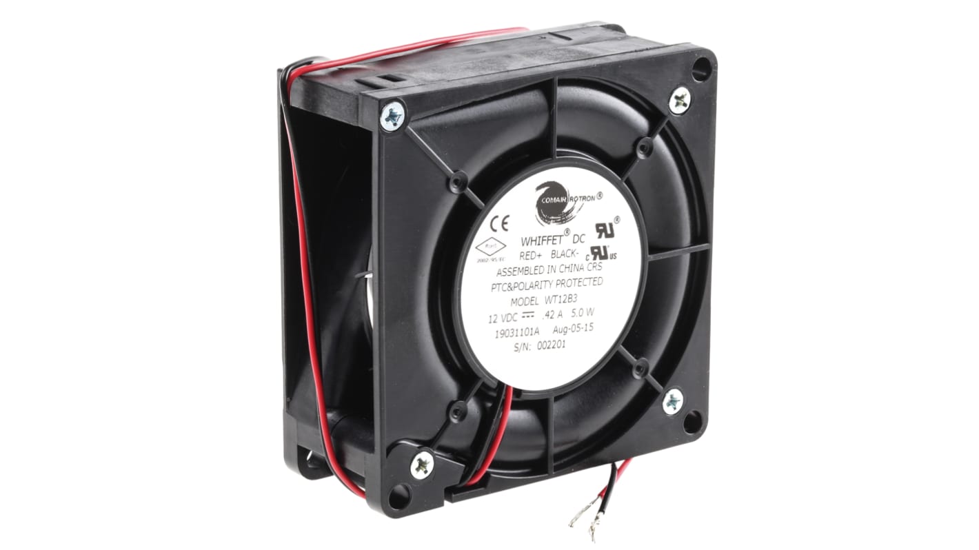 Ventola COMAIR ROTRON, 15cfm, 12 V dc, 80 x 80 x 32mm