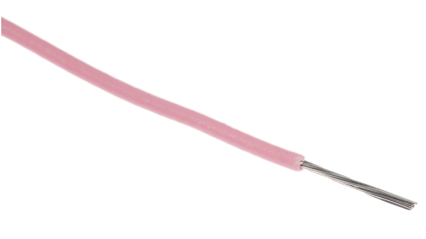 RS PRO 0.2 mm²单芯设备电线, 24 AWG, 1 kV, 最高+85°C, PVC粉红色护套, 100m长