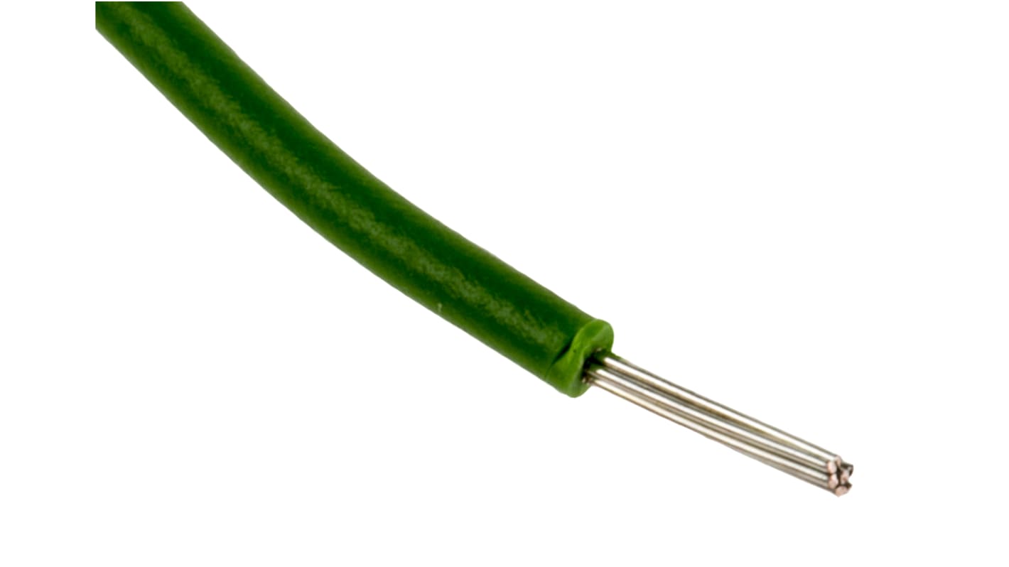 RS PRO Green 0.2 mm² Equipment Wire, 24 AWG, 7/0.2 mm, 500m, PVC Insulation
