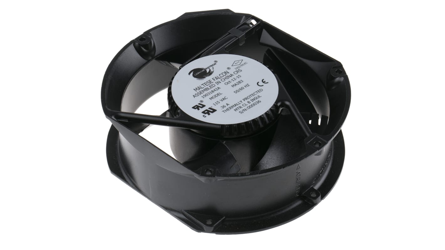 COMAIR ROTRON Maltese Series Axial Fan, 115 V ac, AC Operation, 496m³/h, 41.4W, 360mA Max, 171.4 x 150.4 x 55mm