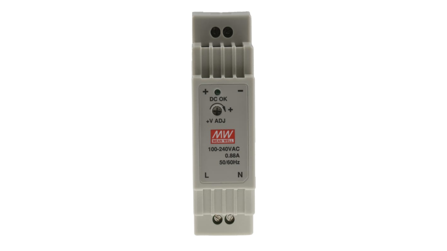 Mean Well DR Switch-Mode DIN-Schienen Netzteil 15W, 85 → 264V ac, 5V dc / 2.4A