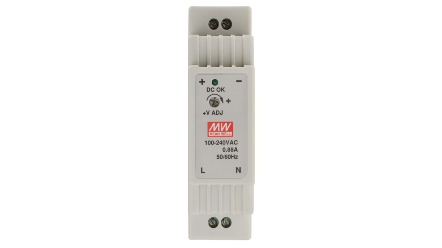 MEAN WELL DR Switch Mode DIN Rail Power Supply, 85 → 264V ac ac Input, 24V dc dc Output, 630mA Output, 15W