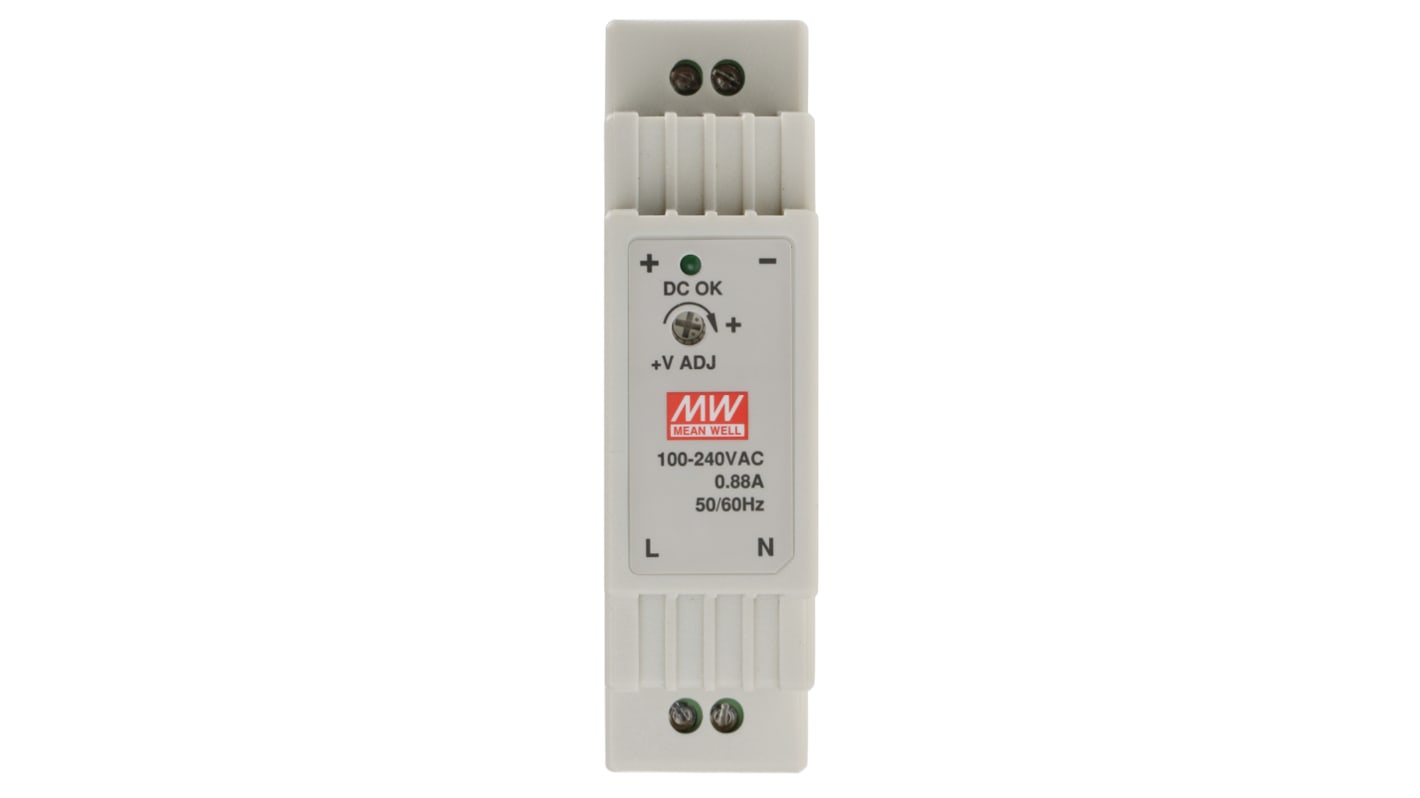 Zasilacz szyny DIN U wy 24V dc I wy 630mA U we 85 → 264V ac MEAN WELL 15W impulsowy