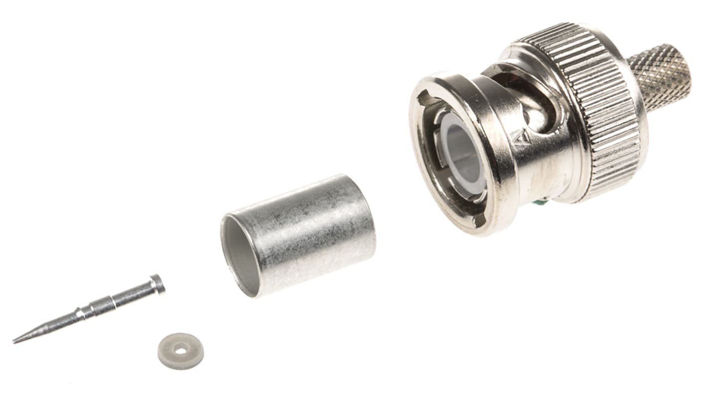 TE Connectivity, Plug Cable Mount BNC Connector, 50Ω, Crimp Termination, Straight Body