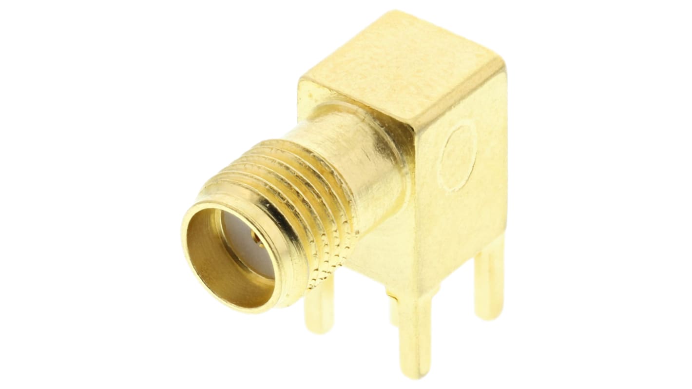 TE Connectivity AMP SMA Series, Jack Through Hole SMA Connector, 50Ω, Solder Termination, Right Angle Body
