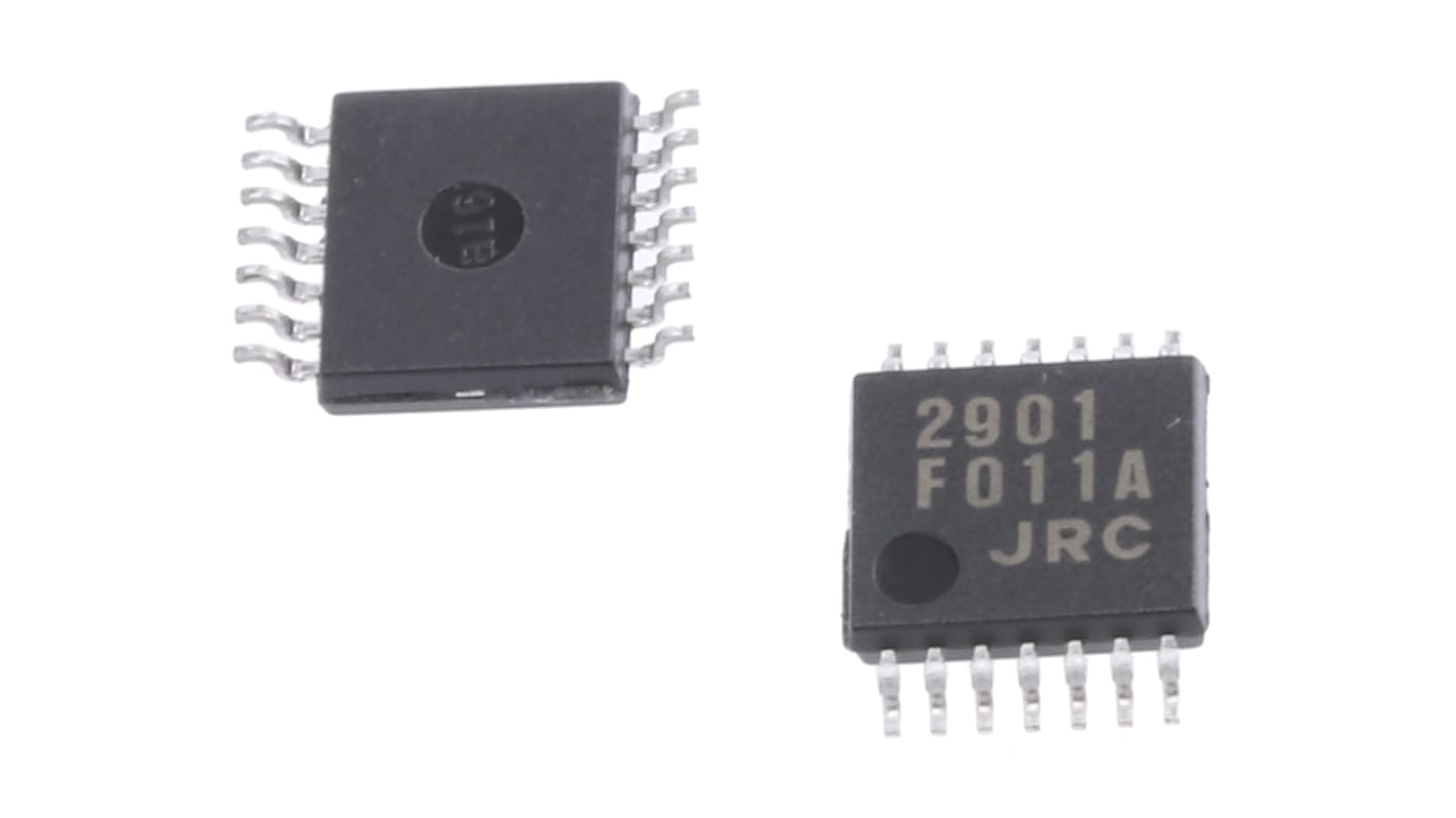 NJM2901V-TE1 Nisshinbo Micro Devices, Quad Comparator, Open Collector O/P, 1.3μs 3 → 28 V 14-Pin SSOP